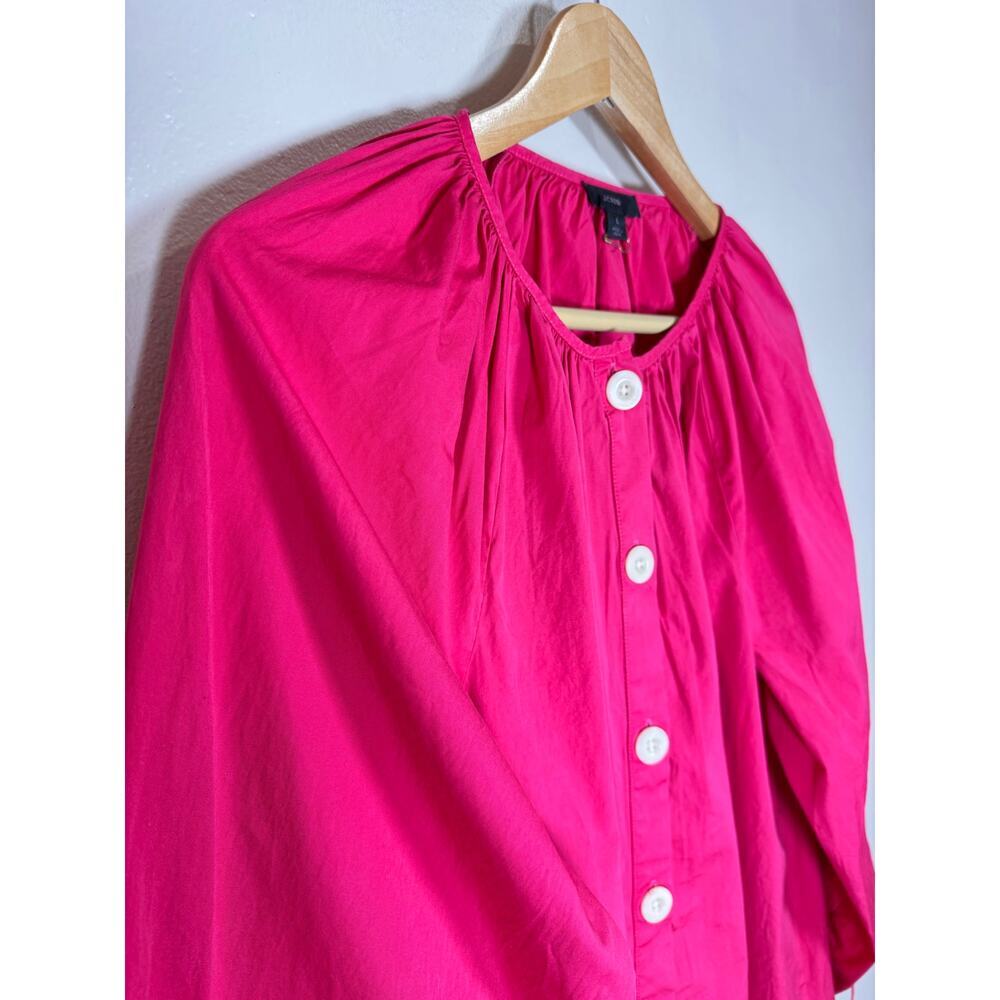 J.Crew Pink Tie-Sleeve Cotton Poplin Shirt Dress Balloon Sleeve Cotton - Picture 2 of 9